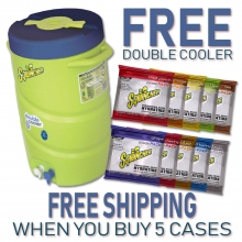 Buy 5 Cases Sqwincher 2.5 Gallon Powder Pack & FREE Double Cooler on sale online