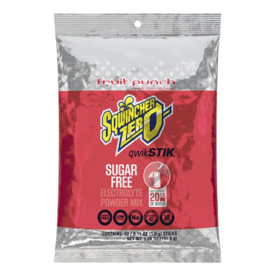 Sqwincher Zero Qwik Stik 20oz Powder Fruit Punch, 500/Case