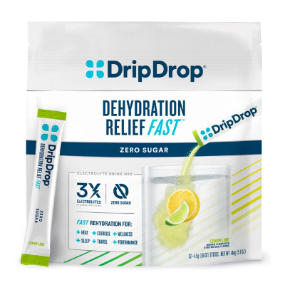 DripDrop Electrolyte Powder Sticks - Pack of 100 - Lemon Lime Zero Sugar