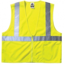 GloWear Class 2 Economy Vest w/Pocket, Zipper Closure, L/XL, Lime