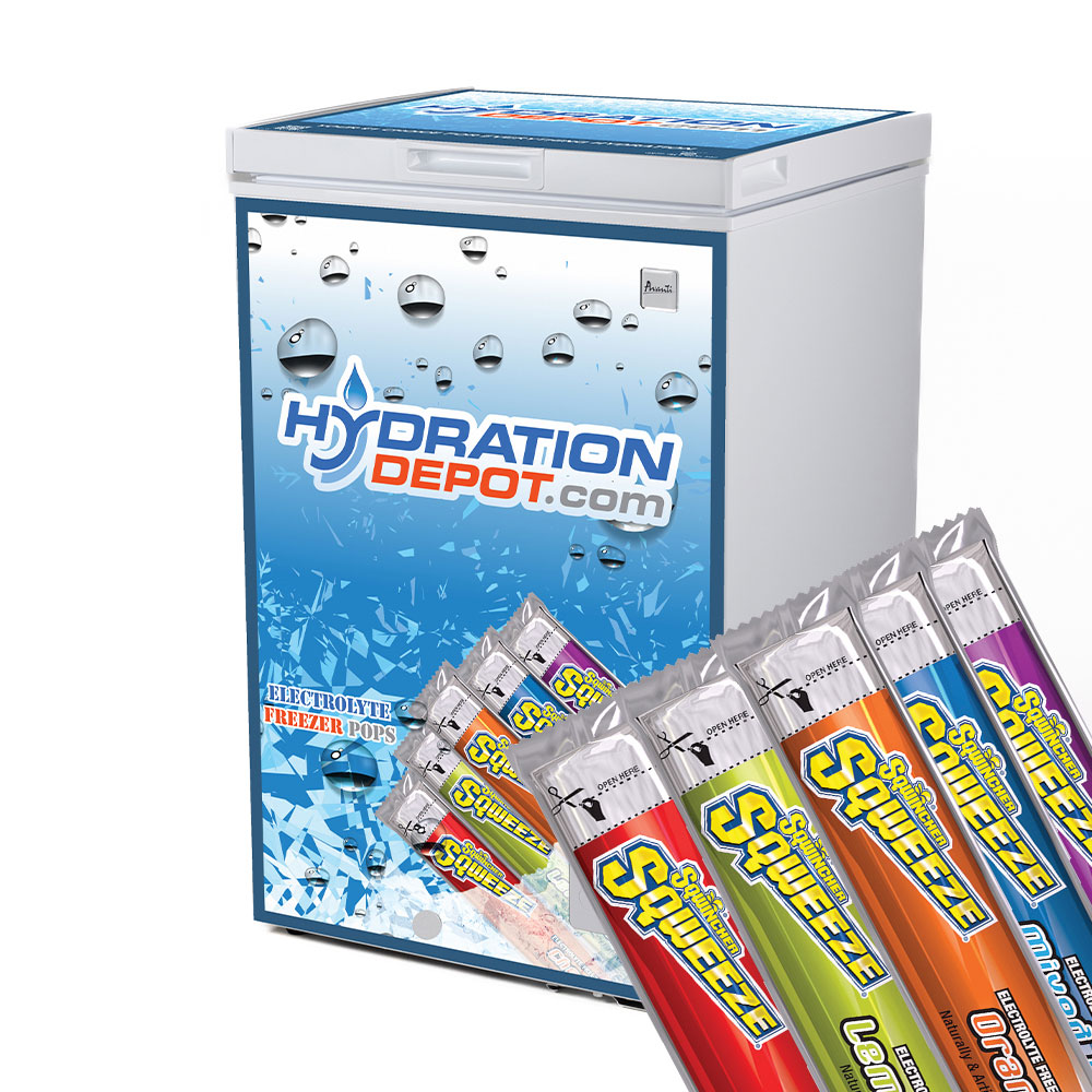 Hydration Depot Exclusive Sqwincher Sqweeze Value Pack w/Free 3.5 Cu. ft Freezer